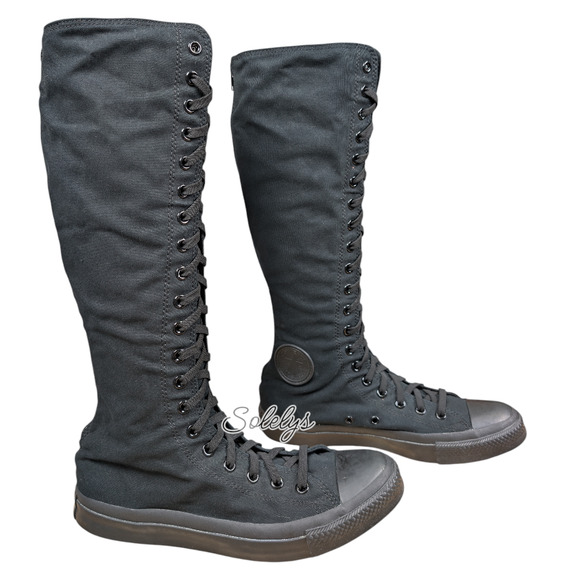 Converse 2009 XXHI Black Monochrome Custom Elastic Lace Knee High Sneaker M9 W11 - Picture 3 of 11